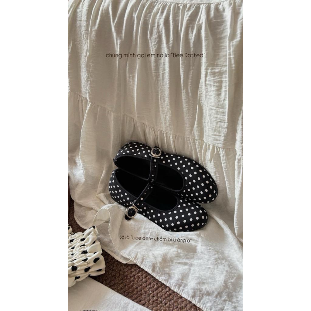 [Về hàng] Bee Dotted – Giày Búp Bê Chấm Bi Quai Cài Mary Jane Vintage by díel sóle [tăng size]