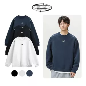 Áo Sweater Unisex Thêu Vai Ngực Chất Vải Nỉ 2 Da Cao Cấp GUDOMAN S10 Áo Tay Dài Thu Đông 2025