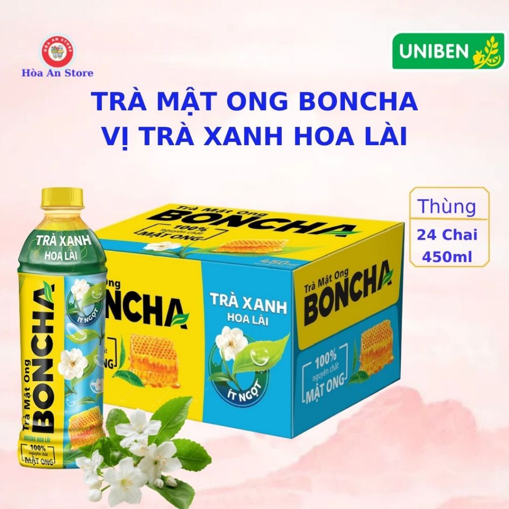 TRÀ MẬT ONG BONCHA Hương Vị TRÀ XANH HOA LÀI ÍT NGỌT (Thùng 24 Chai x ...