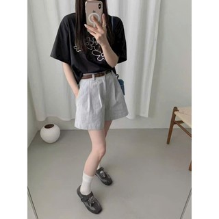 [HÀNG QC] Quần Short nữ ống rộng lưng cao VINTAGE cạp chun kèm thắt lưng chất bố mền xược cao cấp phong cách Chic Bchun