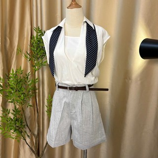 [HÀNG QC] Quần Short nữ ống rộng lưng cao VINTAGE cạp chun kèm thắt lưng chất bố mền xược cao cấp phong cách Chic Bchun
