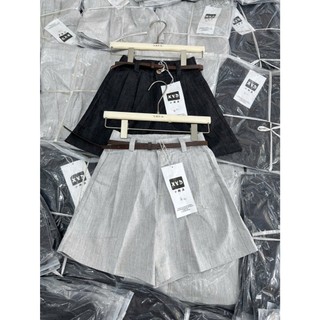 [HÀNG QC] Quần Short nữ ống rộng lưng cao VINTAGE cạp chun kèm thắt lưng chất bố mền xược cao cấp phong cách Chic Bchun
