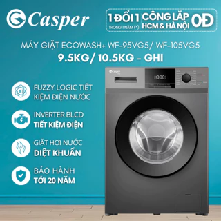 [Shopee - Lắp đặt 0Đ HN HCM] Máy giặt cửa ngang Casper Inverter 9.5KG / 10.5KG - WF-95VG5 / WF-105VG5 - Chính hãng