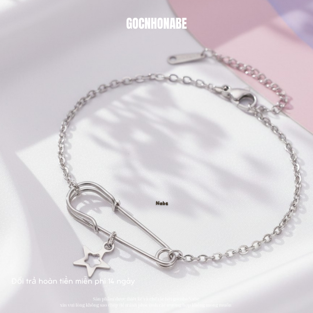 Vòng tay nữ safety pin Vì Sao Góc Nhỏ Nabe mã ADS Dây xích trơn không ...