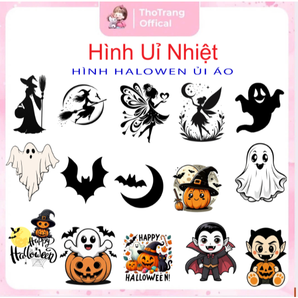 [HỎA TỐC] Hình in ép nhiệt-Hình HALOWEN ủi áo cho bé tại nhà bằng bàn ủi