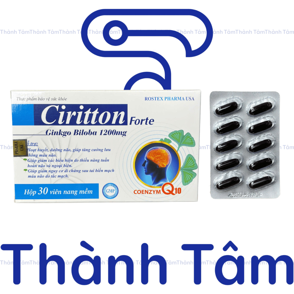 Viên uống CIRITTON FORTE 30V bổ sung Ginkgo 1200mg định tâm dưỡng não, tăng cường tuần hoàn máu não