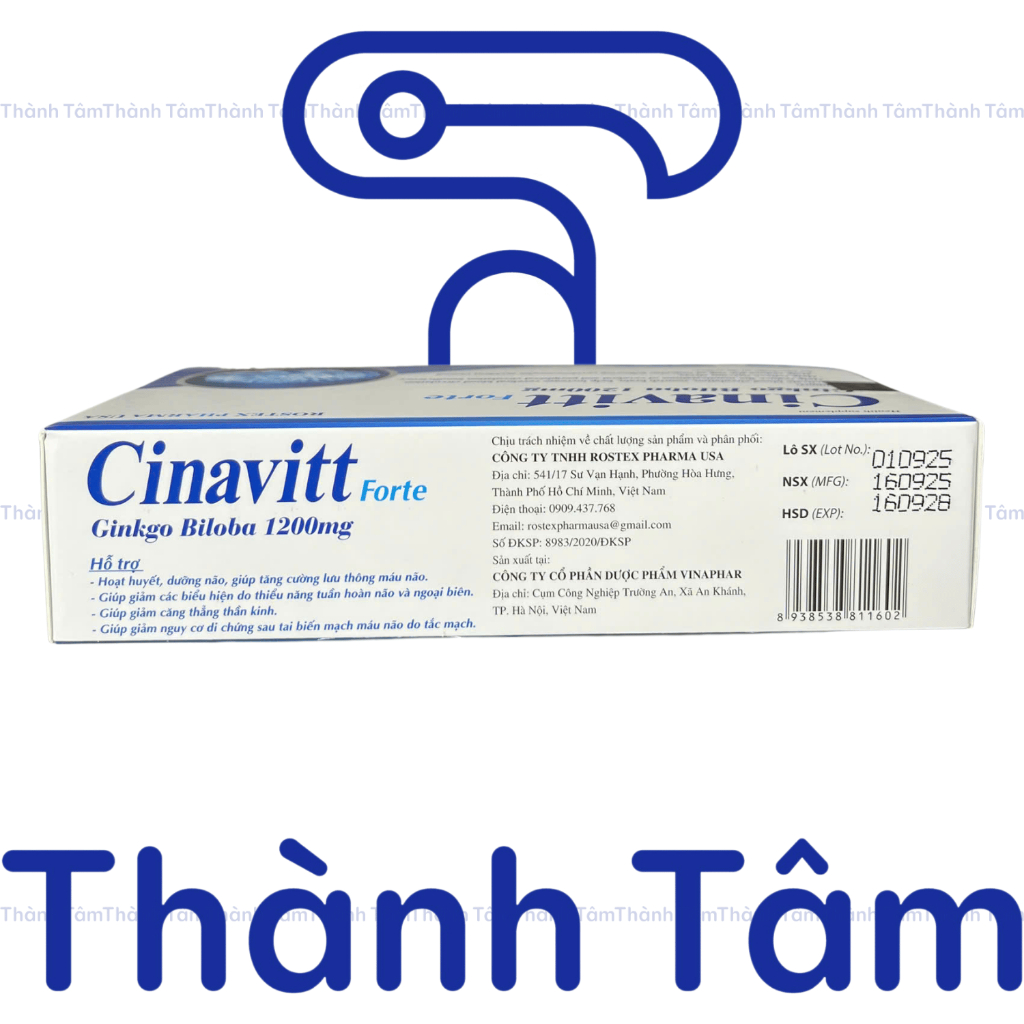 Hoạt huyết dưỡng não Ginkgo Biloba Extract 1200mg - Hộp 30 viên (Cinavitt)