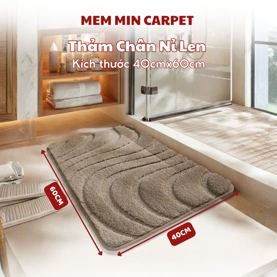 Thảm Lau Chân Nhà Tắm Phòng Khách Nhà Bếp Siêu Thấm Nước Chất Liệu Nỉ Len Mịn Chống Trơn Trượt  - MemminCarpet - TH62