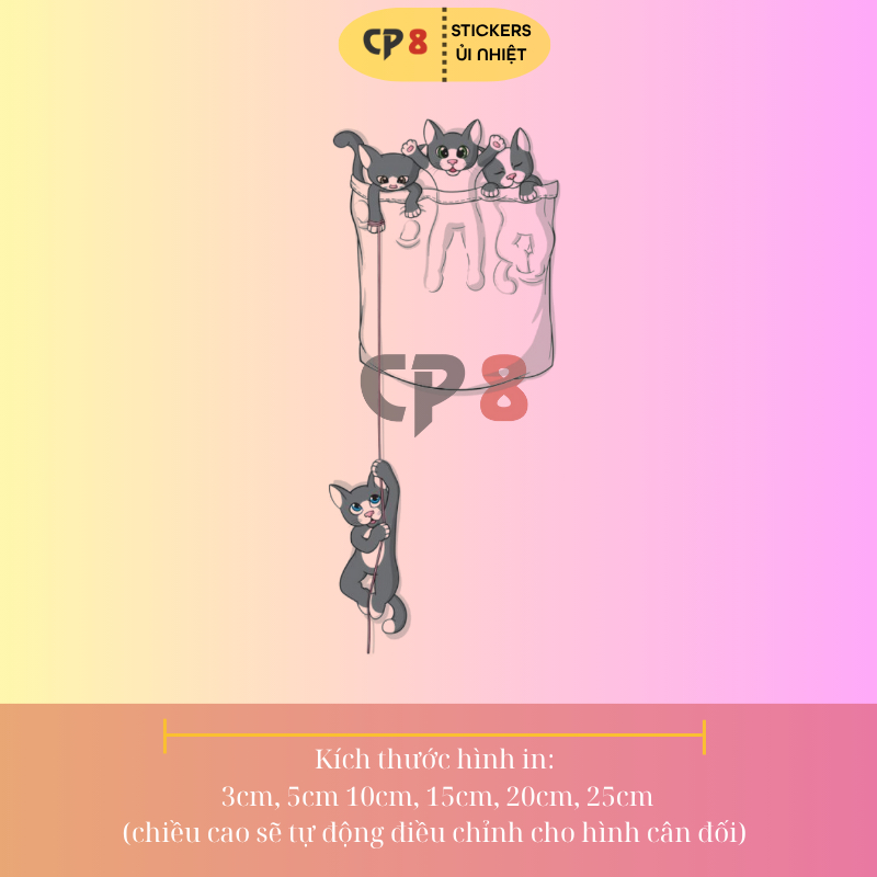Bộ Hình In, Ủi Nhiệt Sticker Mèo Ngộ Nghĩnh 01 - CP8 PET Sticker