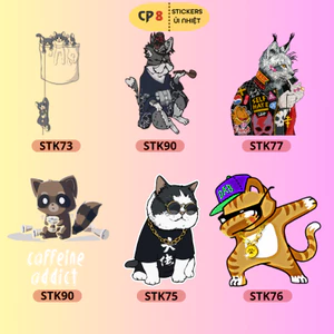 Bộ Hình In, Ủi Nhiệt Sticker Mèo Ngộ Nghĩnh 01 - CP8 PET Sticker