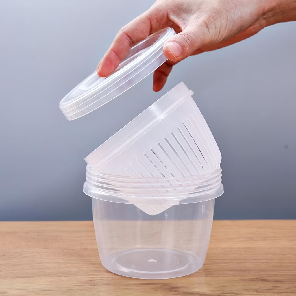 Hộp Đựng Hành Tỏi Tách Nước Để Tủ Lạnh-Hộp Nhựa Có Lỗ Thoát Nước Và Nắp Kín Tiện Lợi