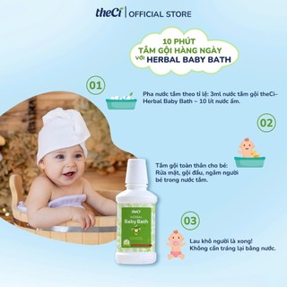 Nước Tắm Thảo Dược theCi, Thảo Dược Thiên Nhiên, Giúp Làm Sạch Da, Làm Dịu Và Ngăn Ngừa Rôm Sảy An Toàn Cho Bé 0M 200ML
