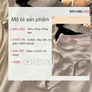 COMBO 5 Quần lót nữ cotton gân tăm dày dặn cạp vừa tôn dáng gợi cảm kiểu dáng basic DEVARI L2416