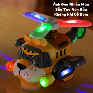 Đồ Chơi Chó Máy Bay Trực Thăng Tháo Rời Được Các Bộ Phận, Có Đèn, Nhạc Vui Nhộn, Di Chuyển Tự Động, Xoay Tròn 360 Độ