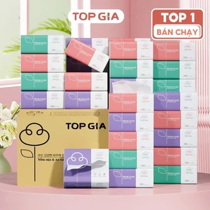 Thùng 30 gói giấy ăn rút Topgia 3 màu cao cấp 4 lớp dày dặn, mềm mịn, thùng 16/36/40/46/10 gói