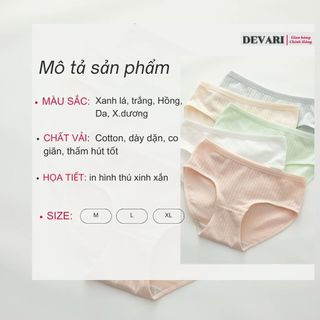 COMBO Quần lót cotton nữ co giãn thấm hút tốt cạo vừa tôn dáng đáy lót kháng khuẩn DEVARI L562