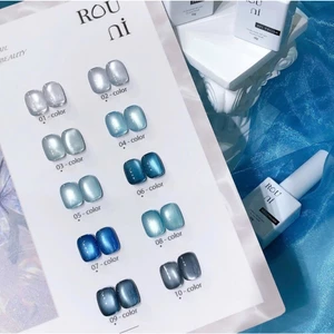 Set ROUni Sơn Gel Mắt Mèo Xanh Pha Lê Cao Cấp 2026 Hiệu Ứng Lấp Lánh Chuyên Dụng Cho Tiệm Nail