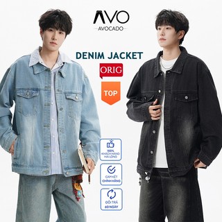 Áo Khoác jean nam nữ Unisex, áo khoác bò form rộng màu Xanh Đen xám trắng size - Avocado