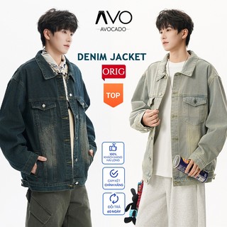 Áo Khoác Jeans Bò Denim Jacket Nam Nữ Avocado Unisex Hàn Quốc Bigsize Wash Đen xanh cao cấp
