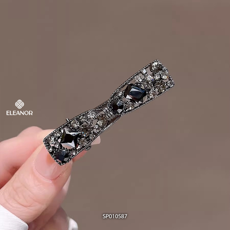 Kẹp tóc nữ Eleanor Accessories đính đá màu đen hình nơ phụ kiện tóc kẹp tóc mái 10587