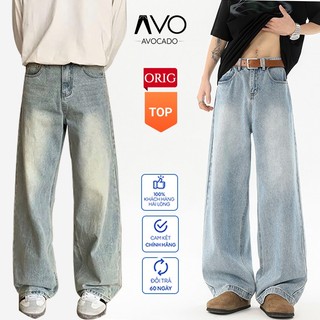 Quần Jean bò baggy nam nữ Xanh RETRO Avocado ống rộng xuông cạp cao nam dáng suông bigsize