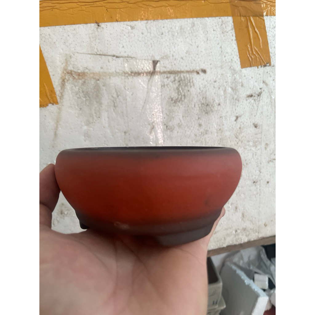 Chậu tròn mini bonsai gốm bát tràng màu đỏ miệng khum | Shopee Việt Nam
