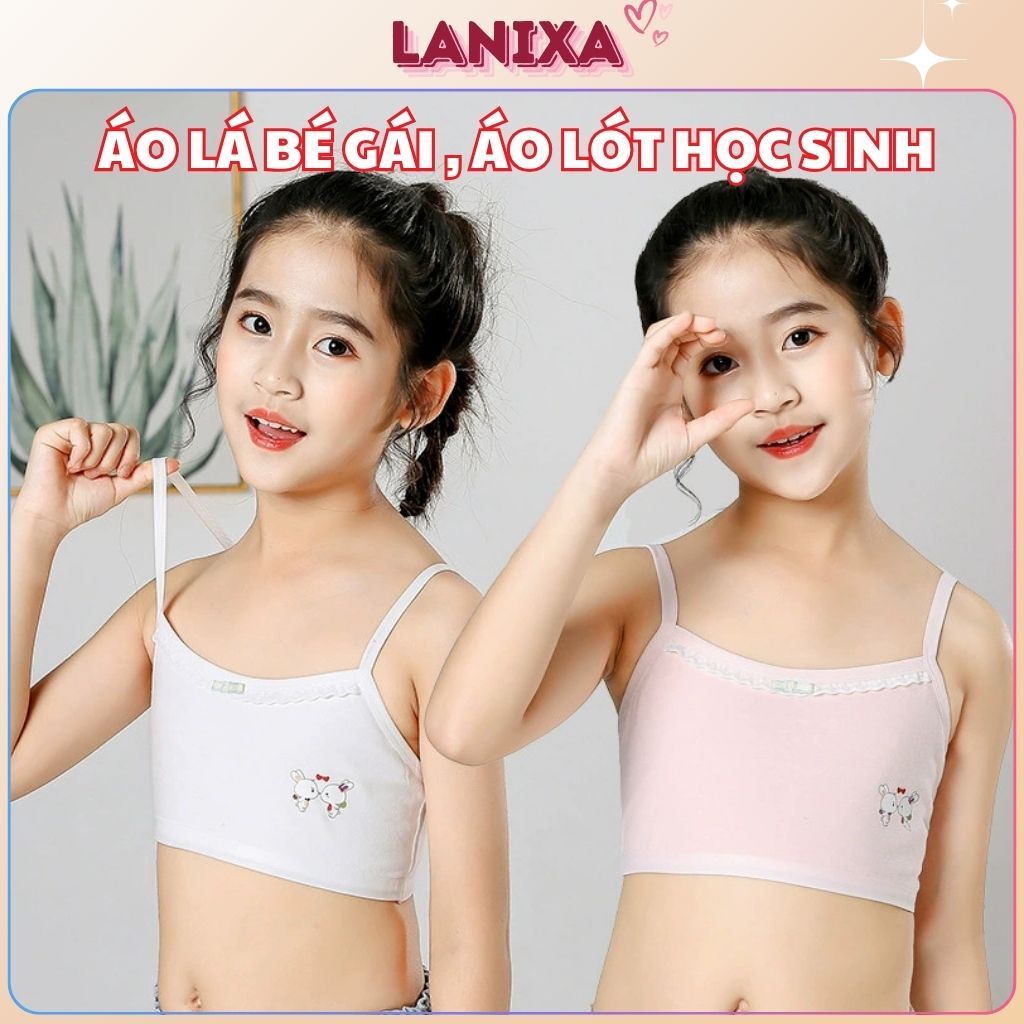 COMBO 3 Áo lót lá học sinh bé gái tuổi dậy thì cotton dày dặn thấm hút in hình dễ thương LANIXA B538