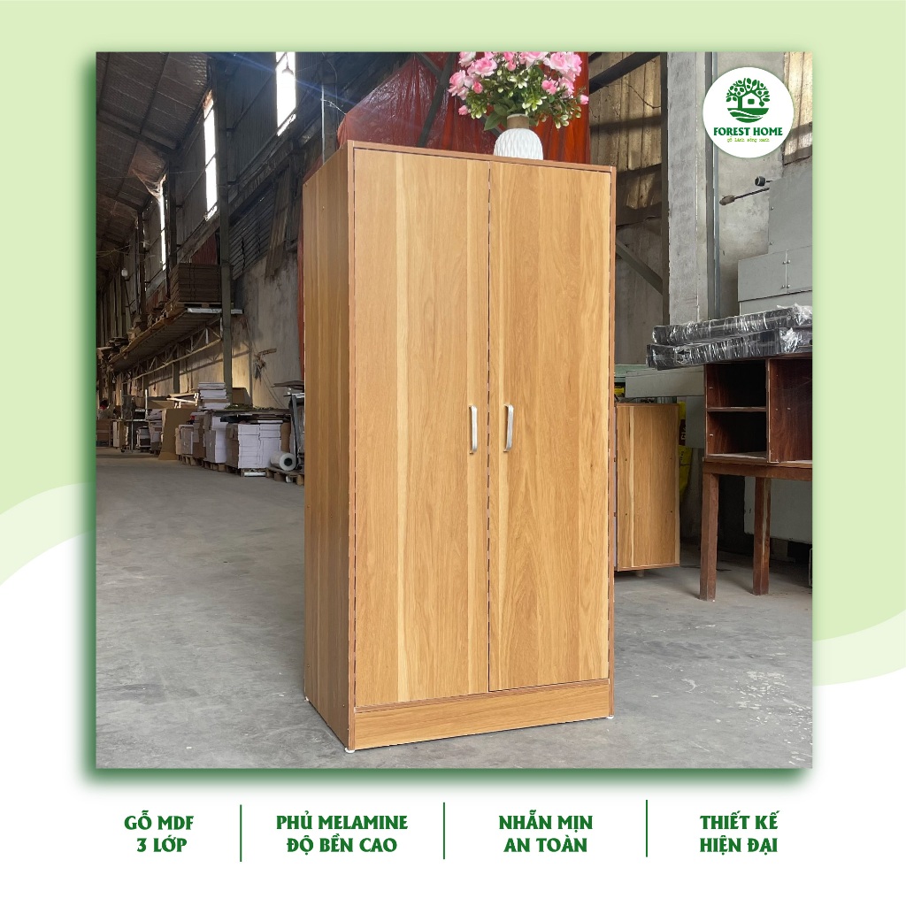 Tủ quần áo 2 cánh đa năng FOREST HOME, chất liệu gỗ MDF cao cấp, kích thước 40x60x120cm(tủ nâu)