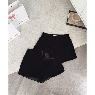 Quần Short Nữ Nhung Cạp Cao Ống Rộng Khóa Sau 247store Quần Đùi Nhung 2 Lớp Màu Đen Thời Trang QnhungN79