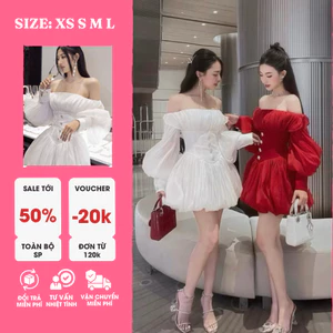 Đầm Bí Tay Bồng Trễ Vai – Trẻ Trung, Thanh Lịch, Tôn Dáng