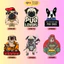 Bộ Hình In, Ủi Nhiệt Sticker Pug Ngộ Nghĩnh 03 - CP8 PET Sticker