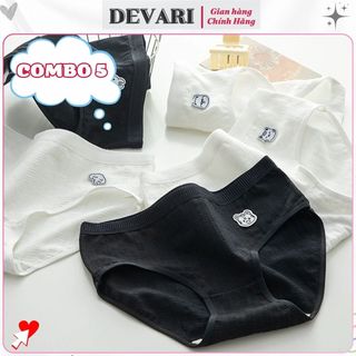 COMBO 5 Quần lót nữ cotton thấm hút co giãn 4 chiều cạp vừa tôn V3 đáy lót kháng khuẩn DEVARI LA68