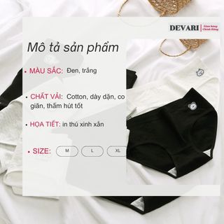 COMBO 5 Quần lót nữ cotton thấm hút co giãn 4 chiều cạp vừa tôn V3 đáy lót kháng khuẩn DEVARI LA68