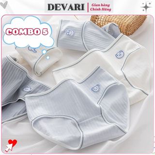SET 5 Quần chip cotton nữ họa tiết voi thỏ dễ thương co giãn thấm hút tốt cạp vừa tôn V3 DEVARI L861
