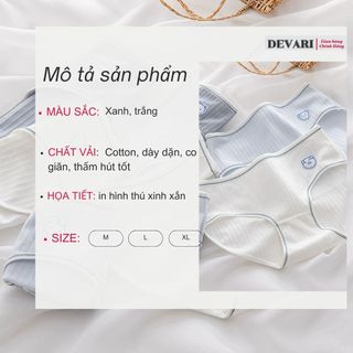SET 5 Quần chip cotton nữ họa tiết voi thỏ dễ thương co giãn thấm hút tốt cạp vừa tôn V3 DEVARI L861