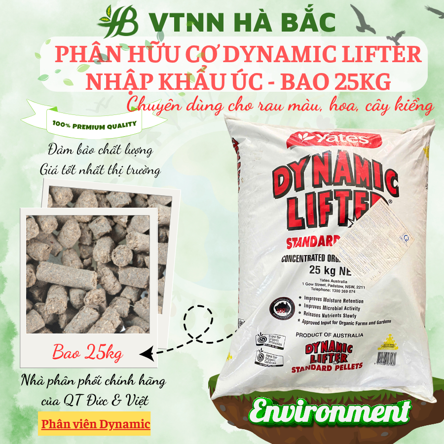 Phân Hữu Cơ Dynamic Lifter Nhập Khẩu Úc, bón cho hoa hồng, hoa mai và cây kiểng bonsai - Bao 25kg
