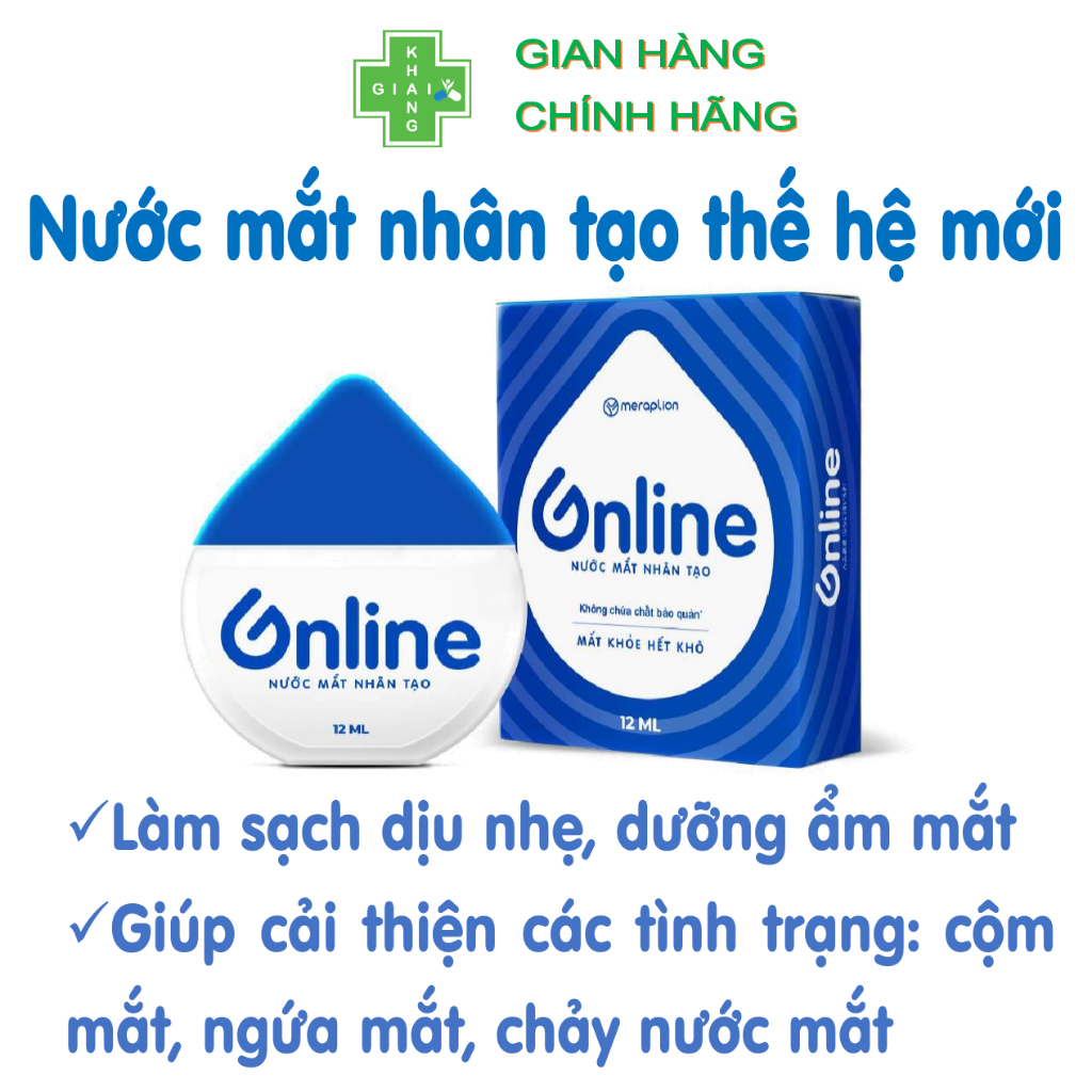 Dung dịch nhỏ mắt Online giúp giảm khô mắt, mờ mắt, chảy nước mắt. Người bạn đồng hành của dân văn phòng (Chai 12ml)