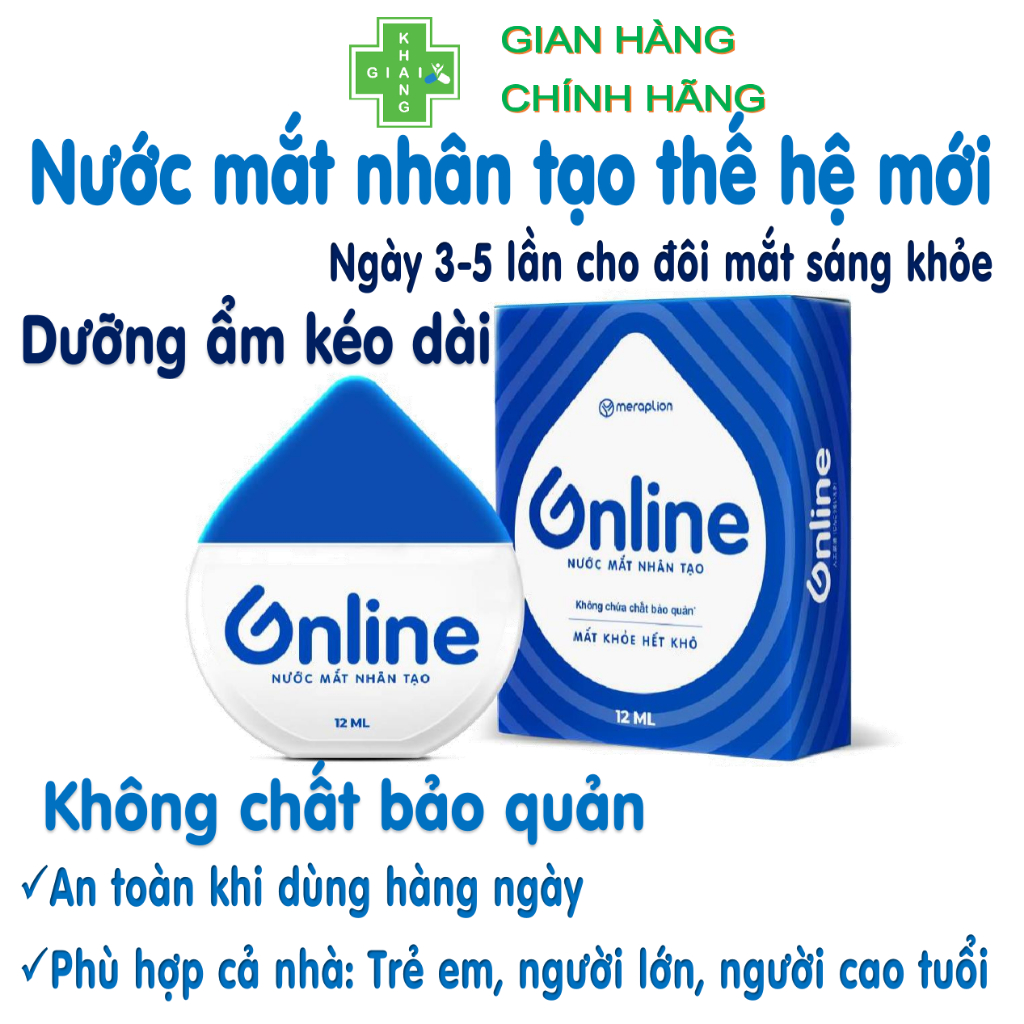 Dung dịch nhỏ mắt Online giúp giảm khô mắt, mờ mắt, chảy nước mắt. Người bạn đồng hành của dân văn phòng (Chai 12ml)