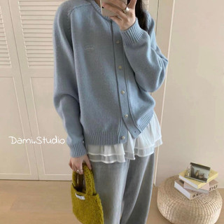 𝜗𝜚𝐃𝐚𝐦𝐢 𝐒𝐭𝐮𝐝𝐢𝐨𝜗𝜚 x Cadigang Thêu Nổi Cúc Chất Len Dày Dặn Đầm Tay Ấm Áp Tone Màu Pastel QCCC (Ảnh thật )