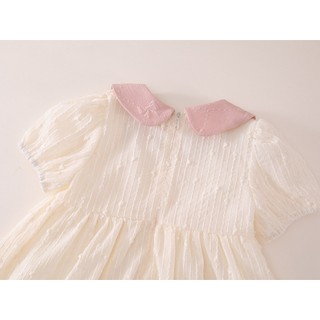 Váy Cho Bé Gái, Váy Thiết Kế Tiểu Thư Họa Tiết Nơ Thêu Chất Liệu Cotton Mềm Mại