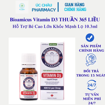 [Chính Hãng] BIOAMICUS VITAMIN D3, 10ml, Bổ sung Vitamin D3 cho bé QUÀ ĐI KÈM NGẪU NHIÊN