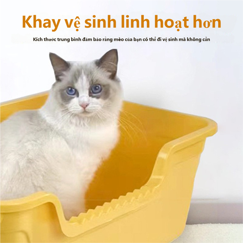 Khay Chậu vệ sinh cho mèo lớn đến 10 kg kèm xẻng - Khay cát vệ sinh cho mèo
