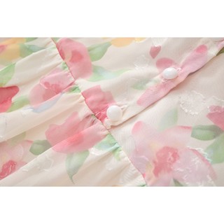 Váy Cho Bé Gái, Váy Dài Tay Cho Bé Gái Thiết Kế Hoa Xinh Xắn Chất Liệu Cotton Thoáng Mát