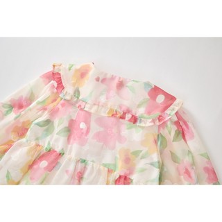 Váy Cho Bé Gái, Váy Dài Tay Cho Bé Gái Thiết Kế Hoa Xinh Xắn Chất Liệu Cotton Thoáng Mát