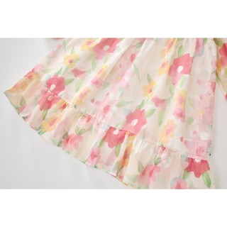 Váy Cho Bé Gái, Váy Dài Tay Cho Bé Gái Thiết Kế Hoa Xinh Xắn Chất Liệu Cotton Thoáng Mát