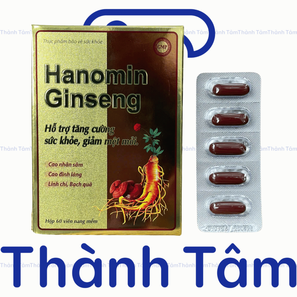 Cao nhân sâm HANOMIN GINSENG bổ sung vitamin, tăng đề kháng,giảm mệt mỏi kéo dài, bồi bổ cơ thể - Hộp 60 viên