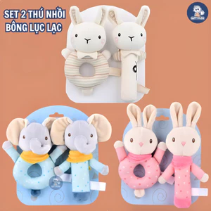 Set 2 Thú Nhồi Bông Cầm Tay GutyKids Đồ Chơi Lục Lạc Cầm Tay Cao Cấp Chất Liệu Thân Thiện, Giúp Bé Phát Triển Giác Quan