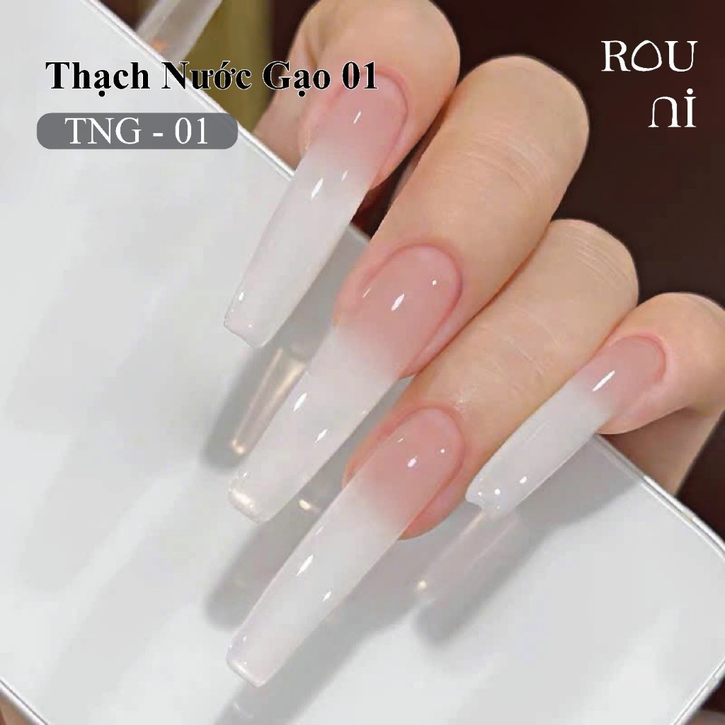 ROUni sơn gel màu thạch nước gạo, trong suốt, làm sáng da, hiệu ứng trắng sáng chuyên dụng cho nail