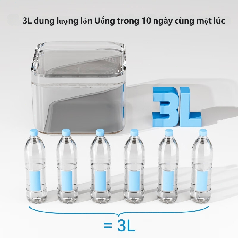 Máy lọc nước uống cho mèo, lọc thông minh tự động dung tích 3L，Bao gồm hộp lọc，Không cần phích cắm