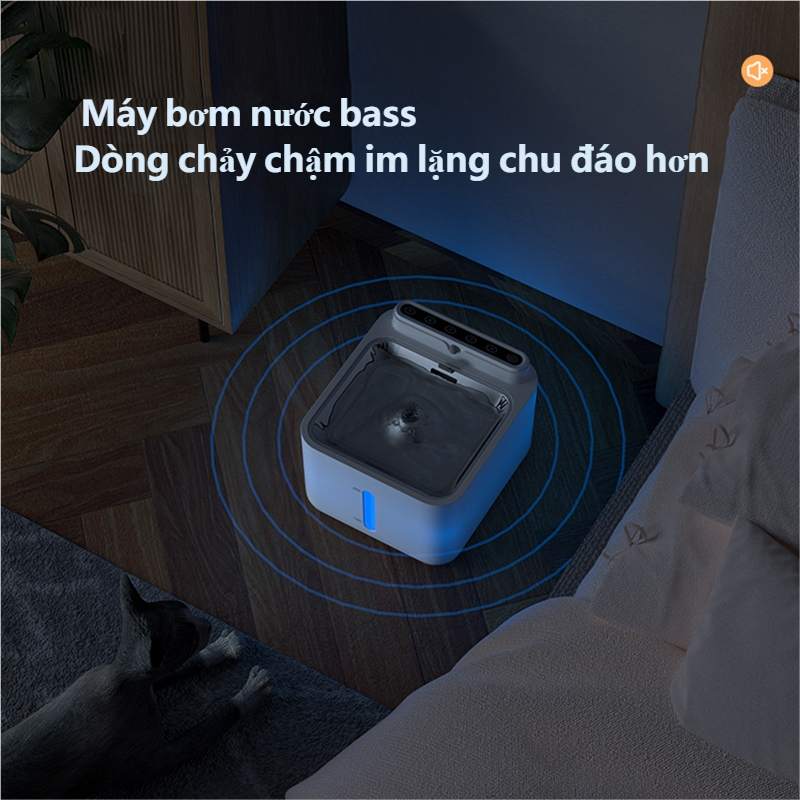 Máy lọc nước uống cho mèo, lọc thông minh tự động dung tích 3L，Bao gồm hộp lọc，Không cần phích cắm
